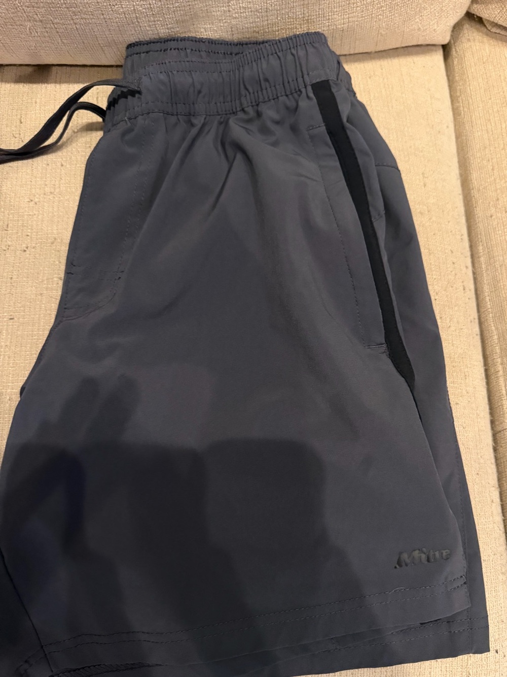 Men's Athletic Drawstring Shorts in Charcoal with Side Trim